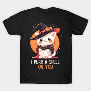 Funny Cat Pun Witch Spell Graphic Men Kids Women Halloween T-Shirt